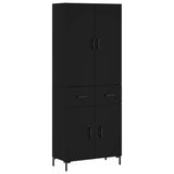 Highboard svart 69,5x34x180 cm konstruert tre