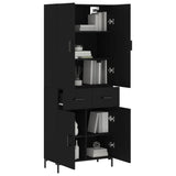 Highboard svart 69,5x34x180 cm konstruert tre