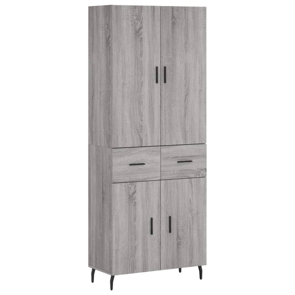 Highboard grå sonoma 69,5x34x180 cm konstruert tre