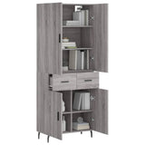 Highboard grå sonoma 69,5x34x180 cm konstruert tre