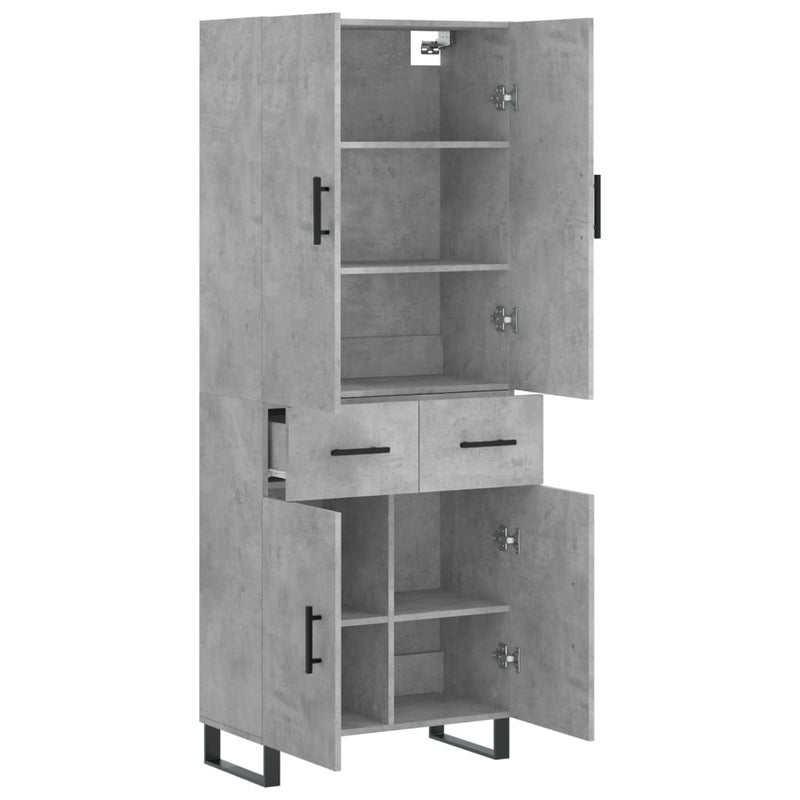 Highboard betong grå 69,5x34x180 cm konstruert tre