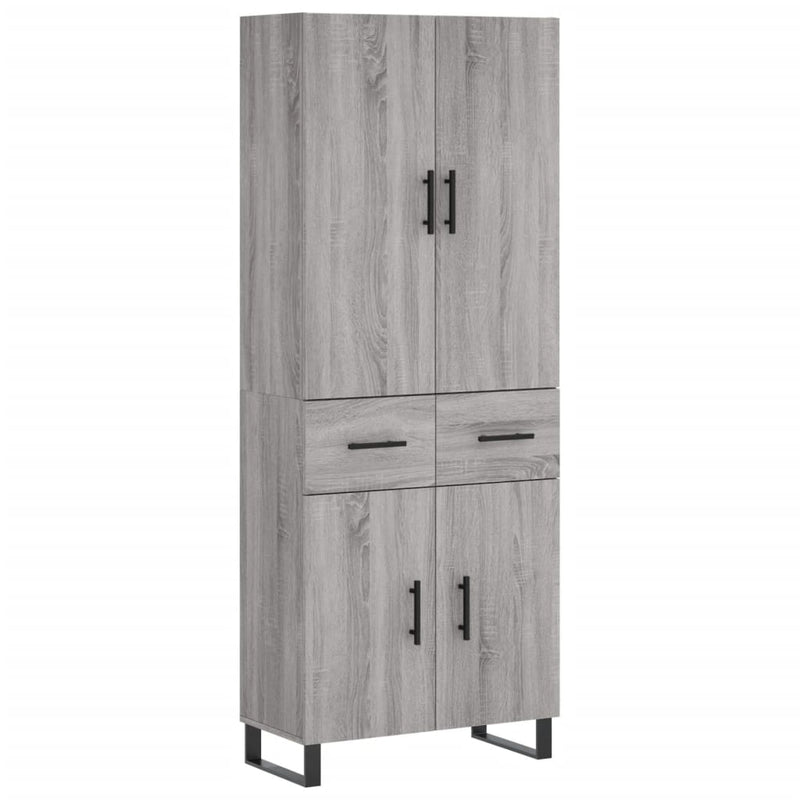 Highboard grå sonoma 69,5x34x180 cm konstruert tre