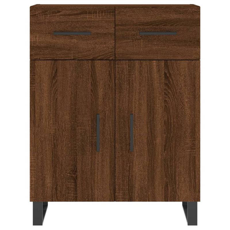 Highboard brun eik 69,5x34x180 cm konstruert tre