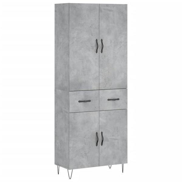 Highboard betong grå 69,5x34x180 cm konstruert tre