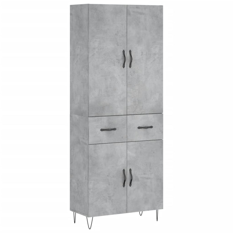 Highboard betong grå 69,5x34x180 cm konstruert tre