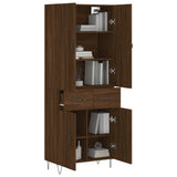 Highboard brun eik 69,5x34x180 cm konstruert tre