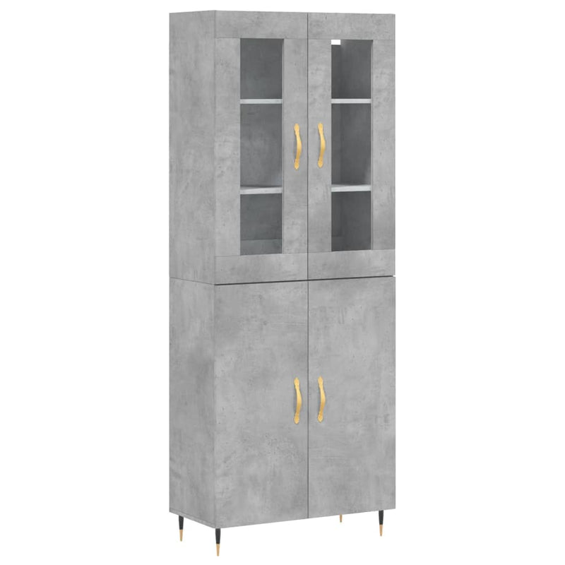 Highboard betong grå 69,5x34x180 cm konstruert tre