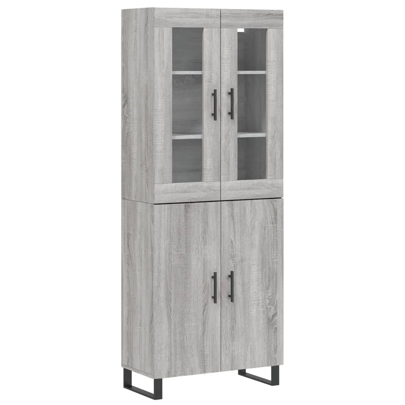 Highboard grå sonoma 69,5x34x180 cm konstruert tre