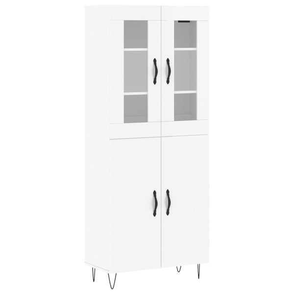 Highboard høyglans hvit 69,5x34x180 cm konstruert tre