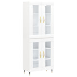 Highboard hvit 69,5x34x180 cm konstruert tre