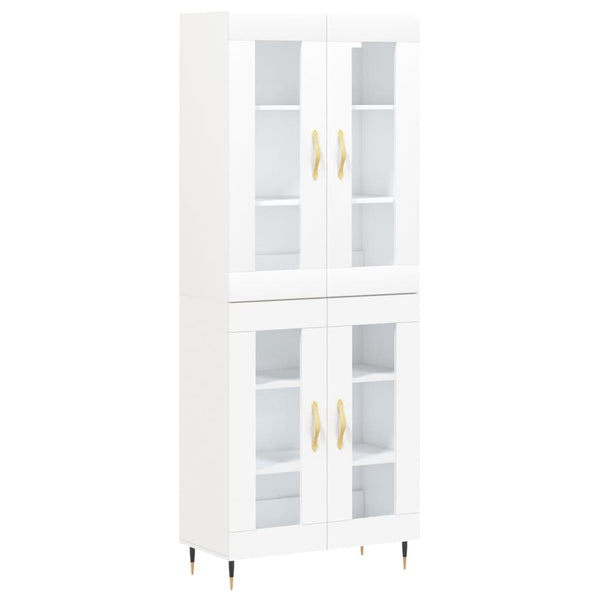 Highboard hvit 69,5x34x180 cm konstruert tre