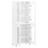 Highboard hvit 69,5x34x180 cm konstruert tre