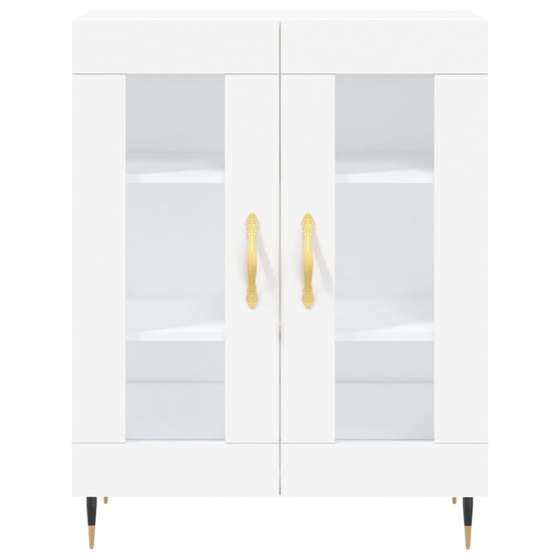 Highboard hvit 69,5x34x180 cm konstruert tre