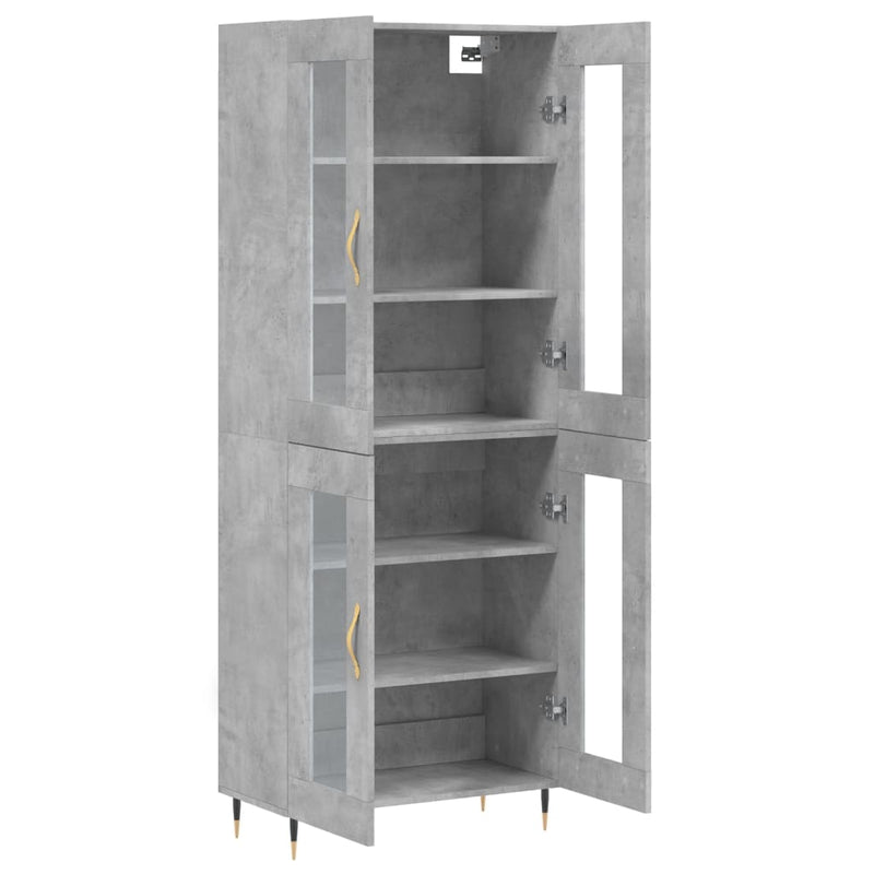 Highboard betong grå 69,5x34x180 cm konstruert tre