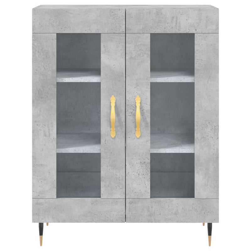 Highboard betong grå 69,5x34x180 cm konstruert tre