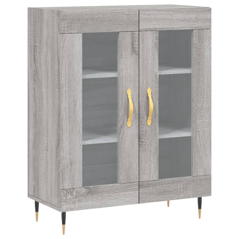 Highboard grå sonoma 69,5x34x180 cm konstruert tre