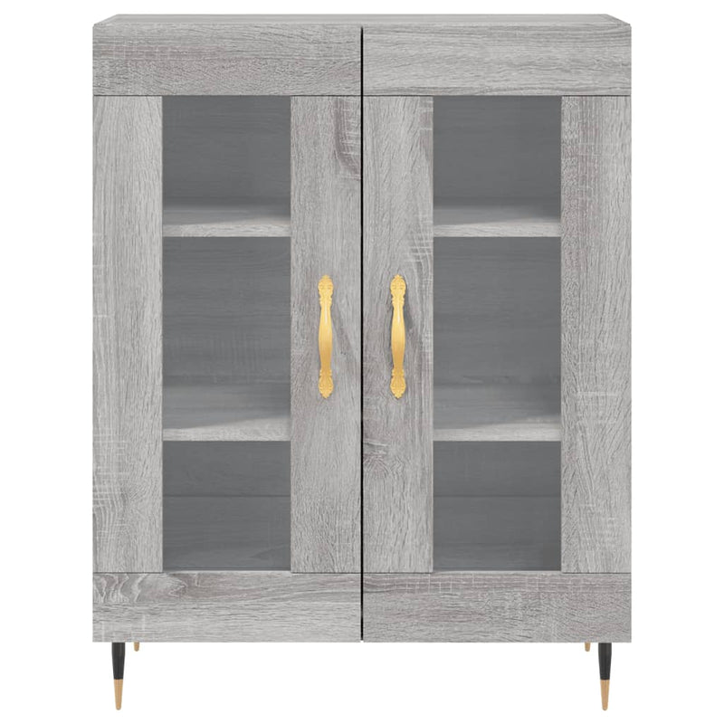 Highboard grå sonoma 69,5x34x180 cm konstruert tre