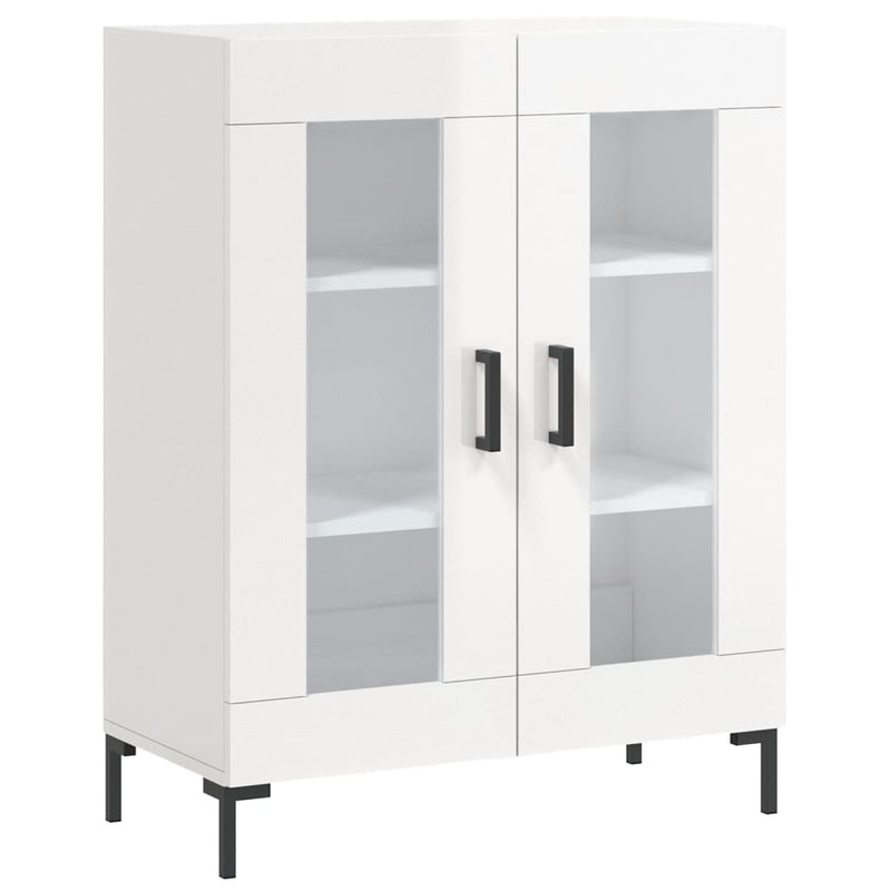 Highboard høyglans hvit 69,5x34x180 cm konstruert tre