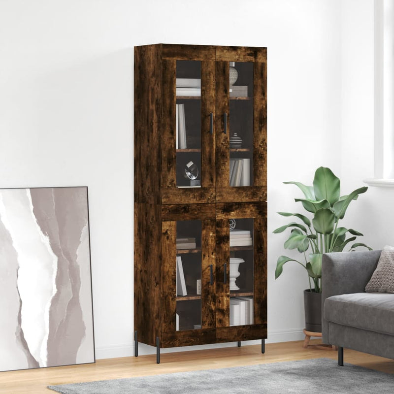 Highboard røkt eik 69,5x34x180 cm konstruert tre