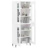 Highboard hvit 69,5x34x180 cm konstruert tre