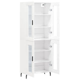 Highboard hvit 69,5x34x180 cm konstruert tre