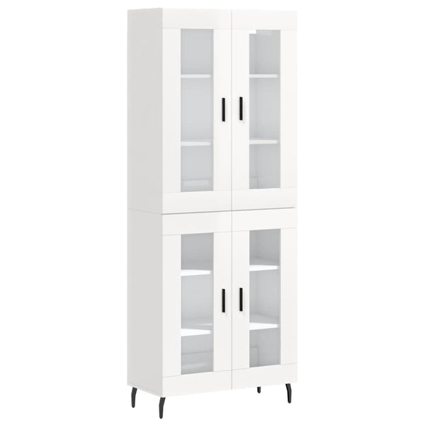 Highboard høyglans hvit 69,5x34x180 cm konstruert tre