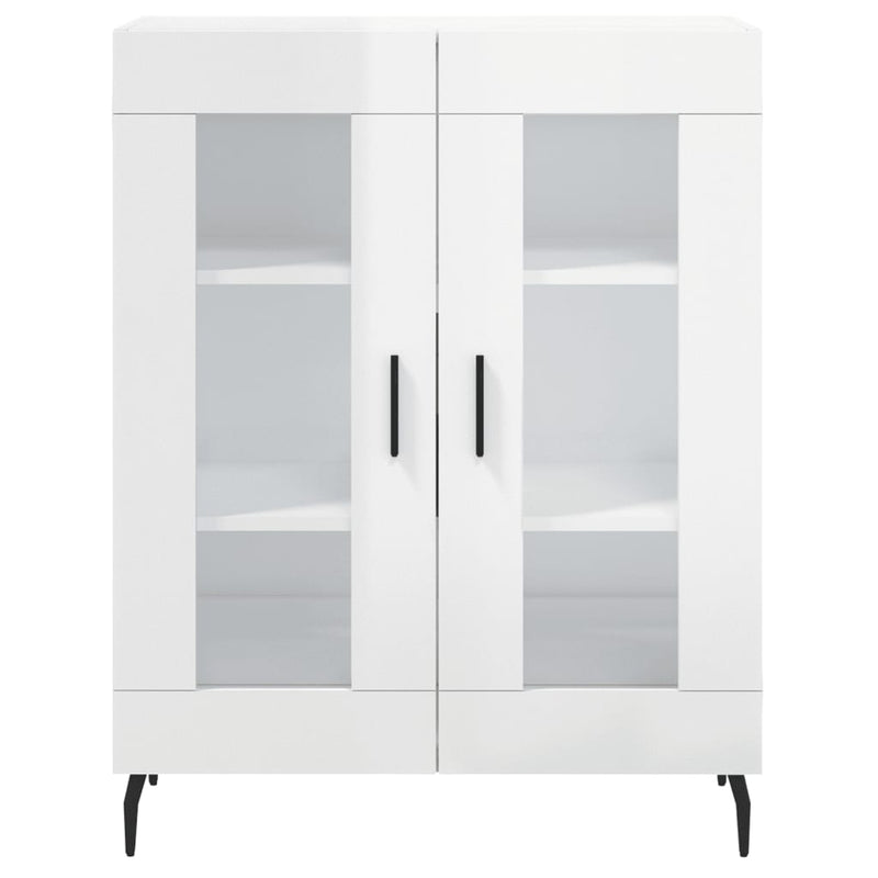 Highboard høyglans hvit 69,5x34x180 cm konstruert tre