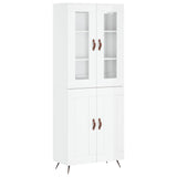 Highboard høyglans hvit 69,5x34x180 cm konstruert tre