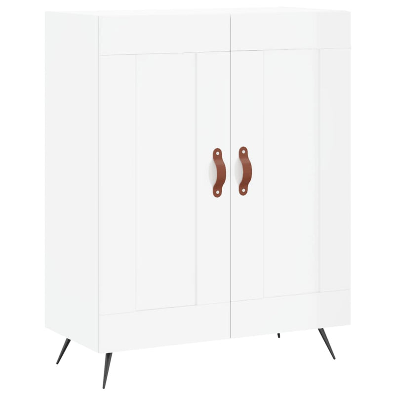 Highboard høyglans hvit 69,5x34x180 cm konstruert tre