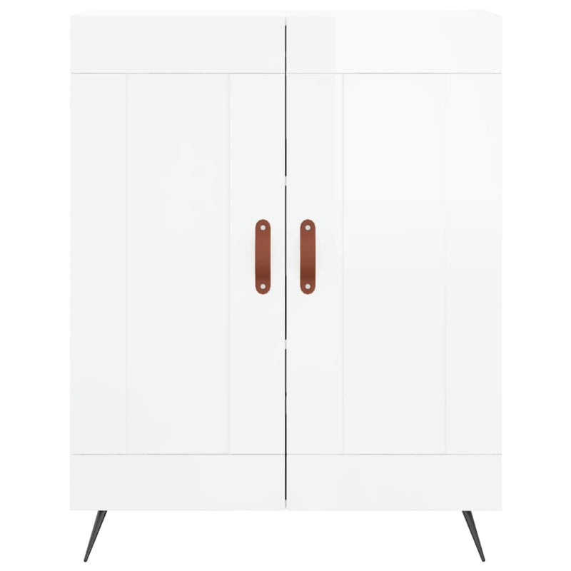 Highboard høyglans hvit 69,5x34x180 cm konstruert tre