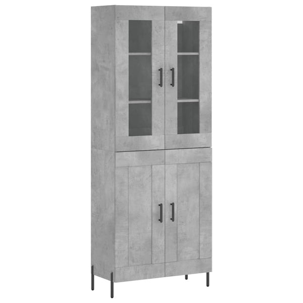 Highboard betong grå 69,5x34x180 cm konstruert tre