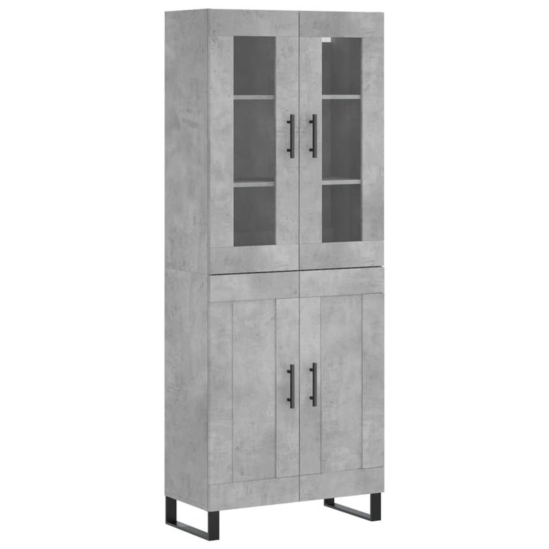 Highboard betong grå 69,5x34x180 cm konstruert tre