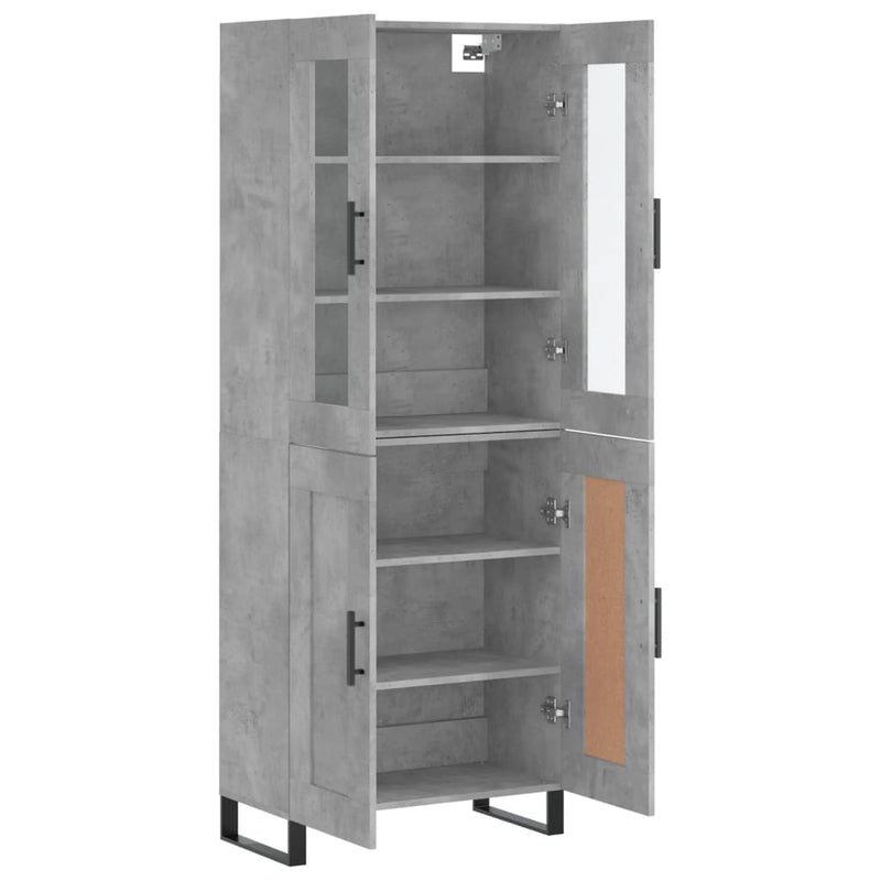 Highboard betong grå 69,5x34x180 cm konstruert tre