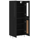 Highboard svart 69,5x34x180 cm konstruert tre