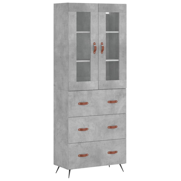 Highboard betong grå 69,5x34x180 cm konstruert tre