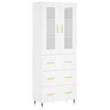 Highboard hvit 69,5x34x180 cm konstruert tre