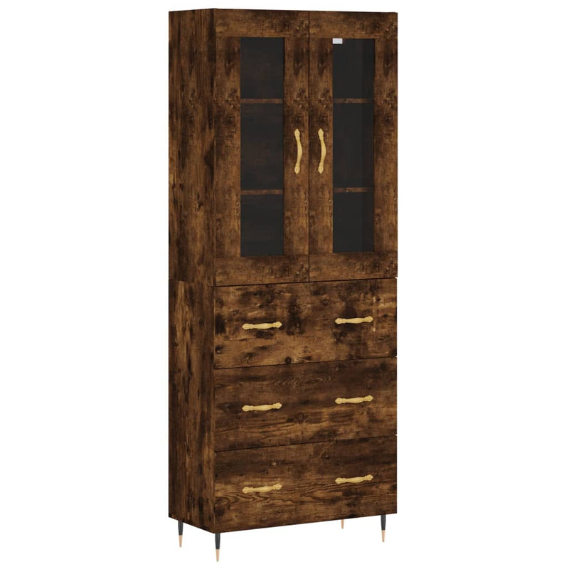 Highboard røkt eik 69,5x34x180 cm konstruert tre