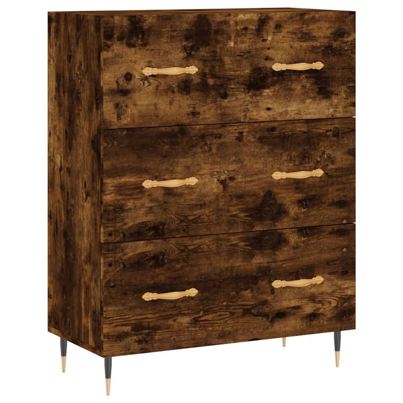 Highboard røkt eik 69,5x34x180 cm konstruert tre