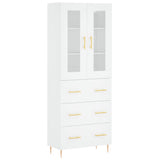 Highboard hvit 69,5x34x180 cm konstruert tre