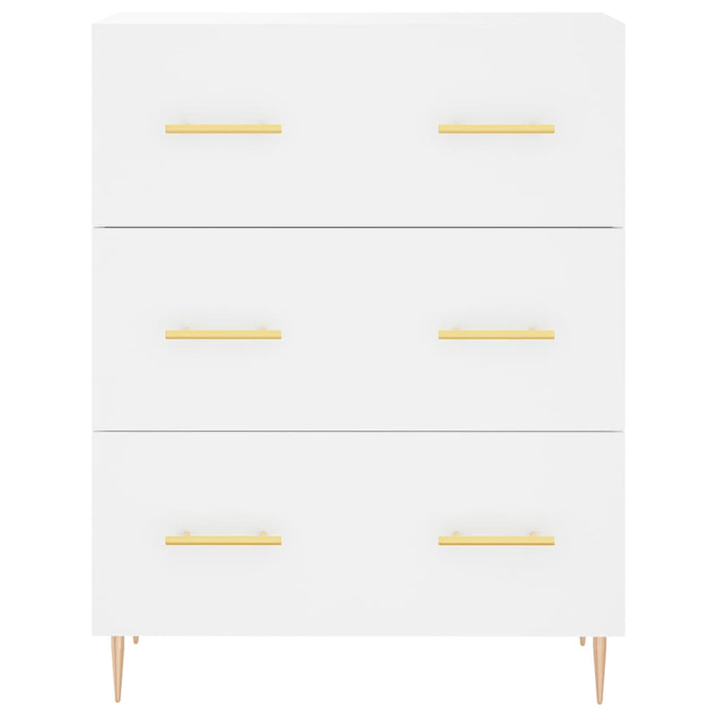 Highboard hvit 69,5x34x180 cm konstruert tre