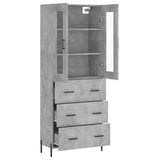 Highboard betong grå 69,5x34x180 cm konstruert tre