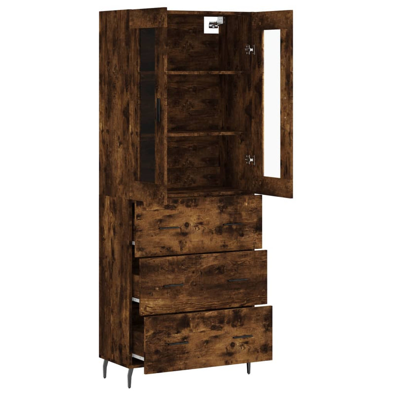 Highboard røkt eik 69,5x34x180 cm konstruert tre