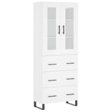 Highboard hvit 69,5x34x180 cm konstruert tre