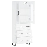 Highboard hvit 69,5x34x180 cm konstruert tre