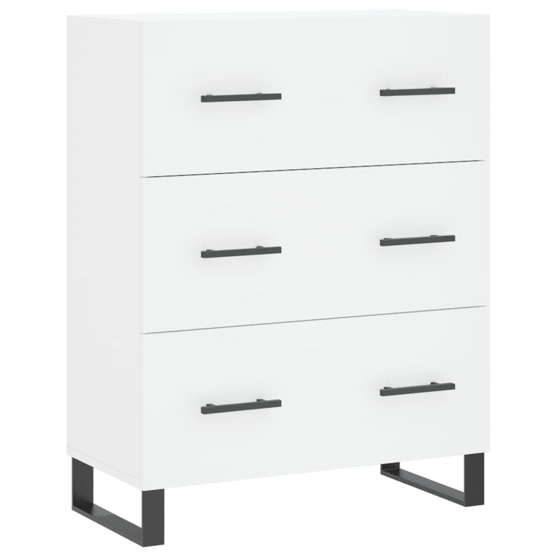 Highboard hvit 69,5x34x180 cm konstruert tre