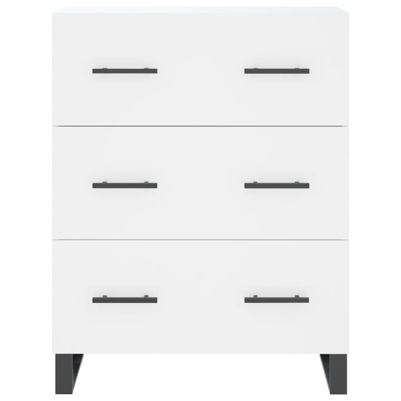 Highboard hvit 69,5x34x180 cm konstruert tre