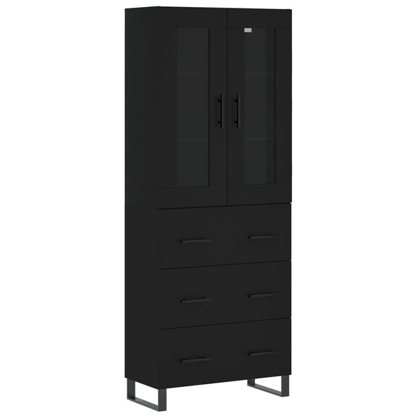 Highboard svart 69,5x34x180 cm konstruert tre