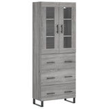 Highboard grå sonoma 69,5x34x180 cm konstruert tre