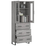 Highboard grå sonoma 69,5x34x180 cm konstruert tre