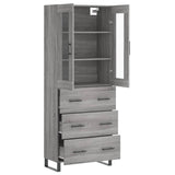 Highboard grå sonoma 69,5x34x180 cm konstruert tre